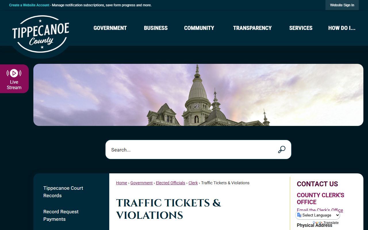 West Lafayette Traffic Court Records - Tippecanoe County traffic tickets and violations page