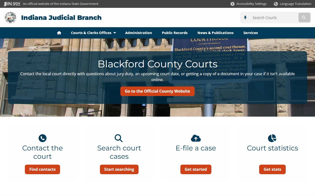 Blackford County Clerk's Office traffic court records page