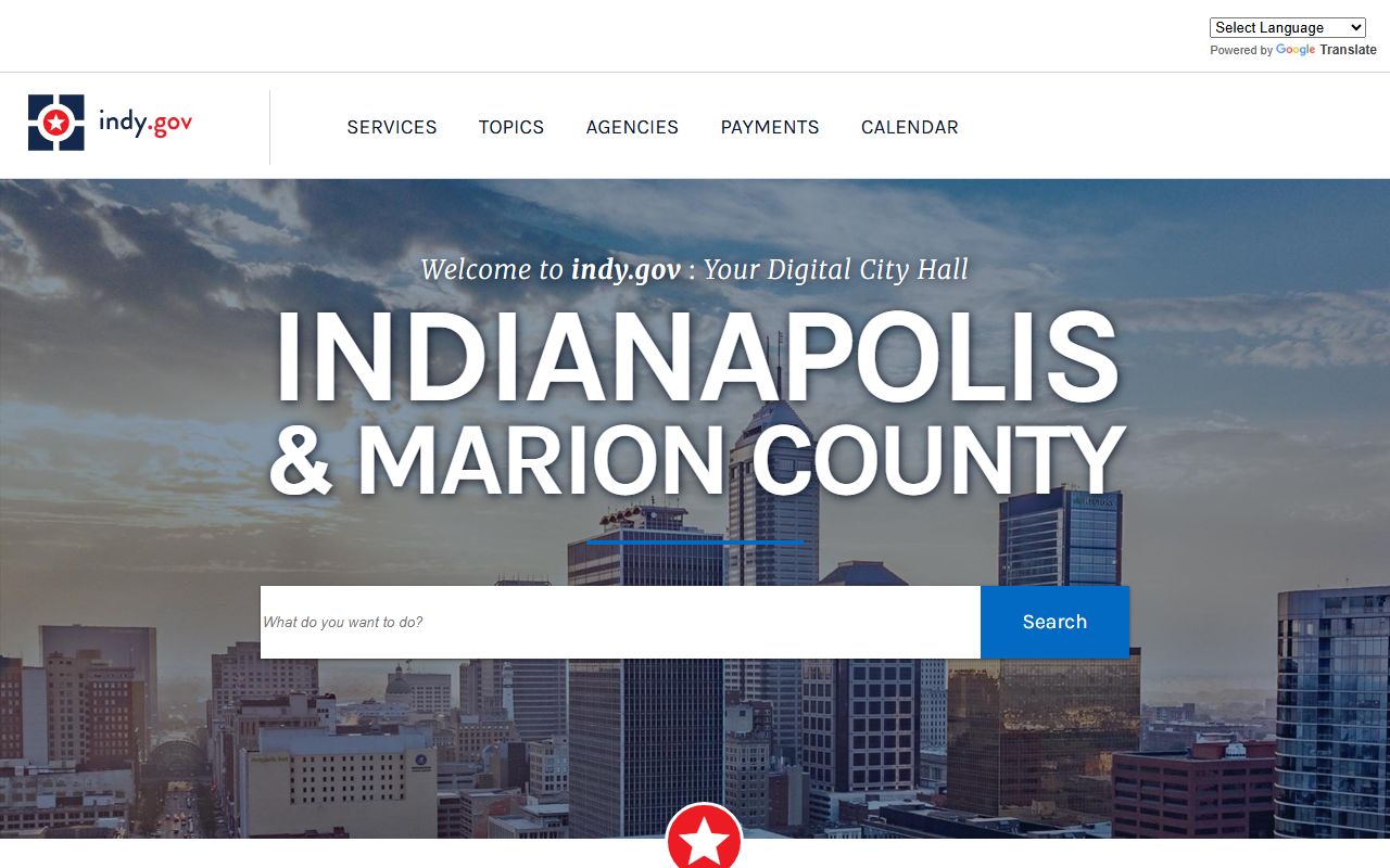City of Indianapolis website for Marion County traffic court records and services