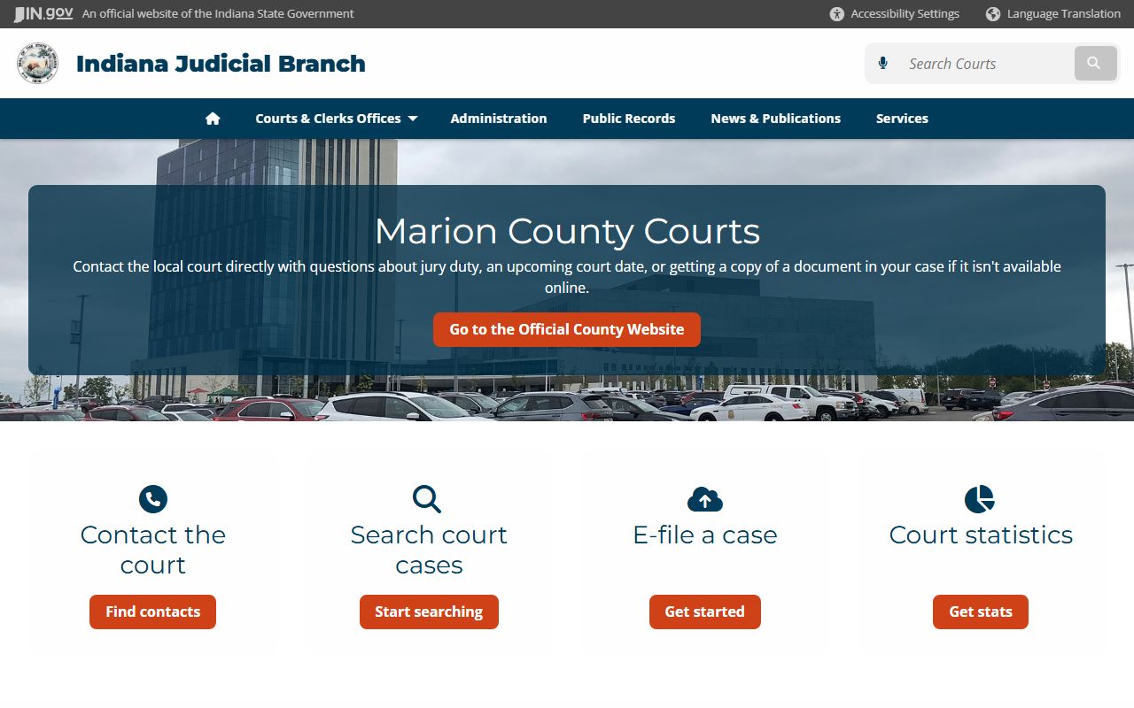 Indiana Courts judicial branch page for Marion County traffic records