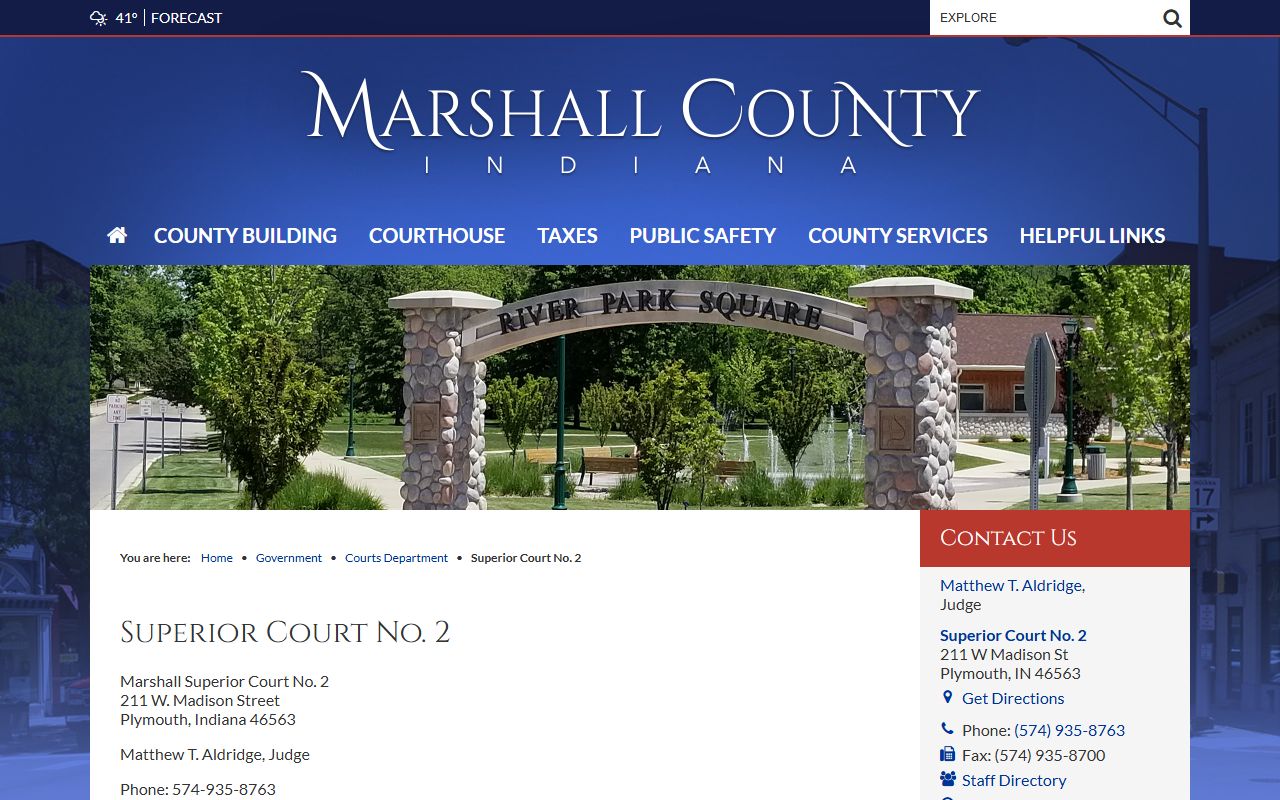 Marshall County Superior Court No. 2 traffic division page