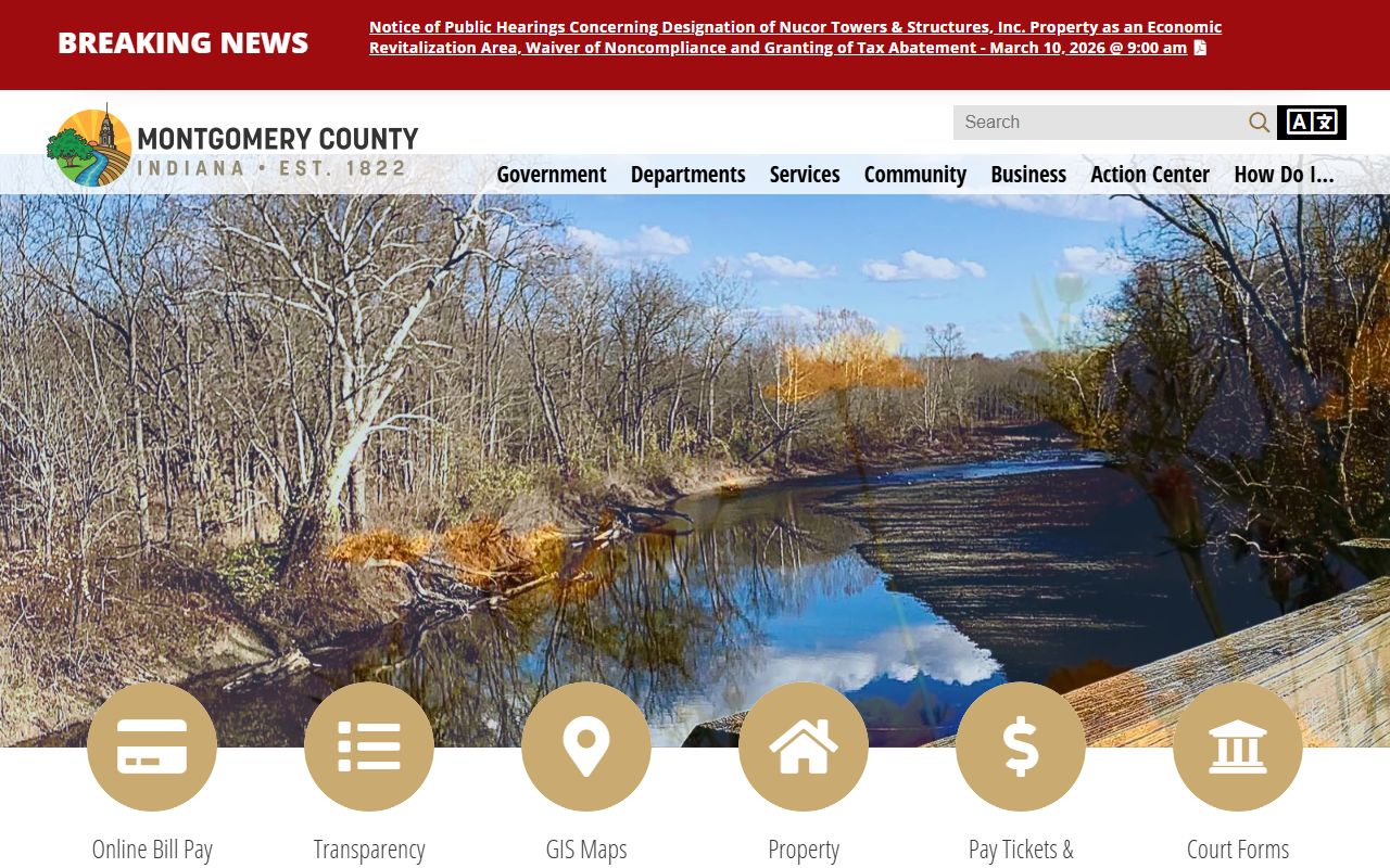 Montgomery County homepage for traffic court records and payment services