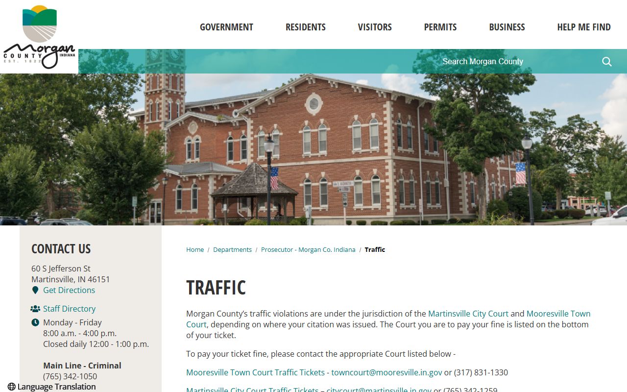 Morgan County traffic division page for traffic court records and local procedures