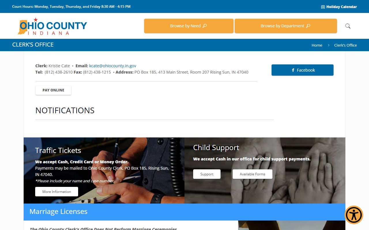 Ohio County Traffic Court Records - Clerk's Office Page