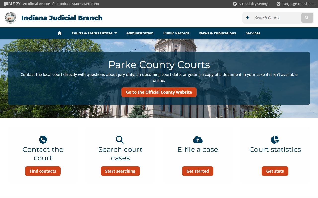 Parke County Traffic Court Records - Judicial Branch Directory Page