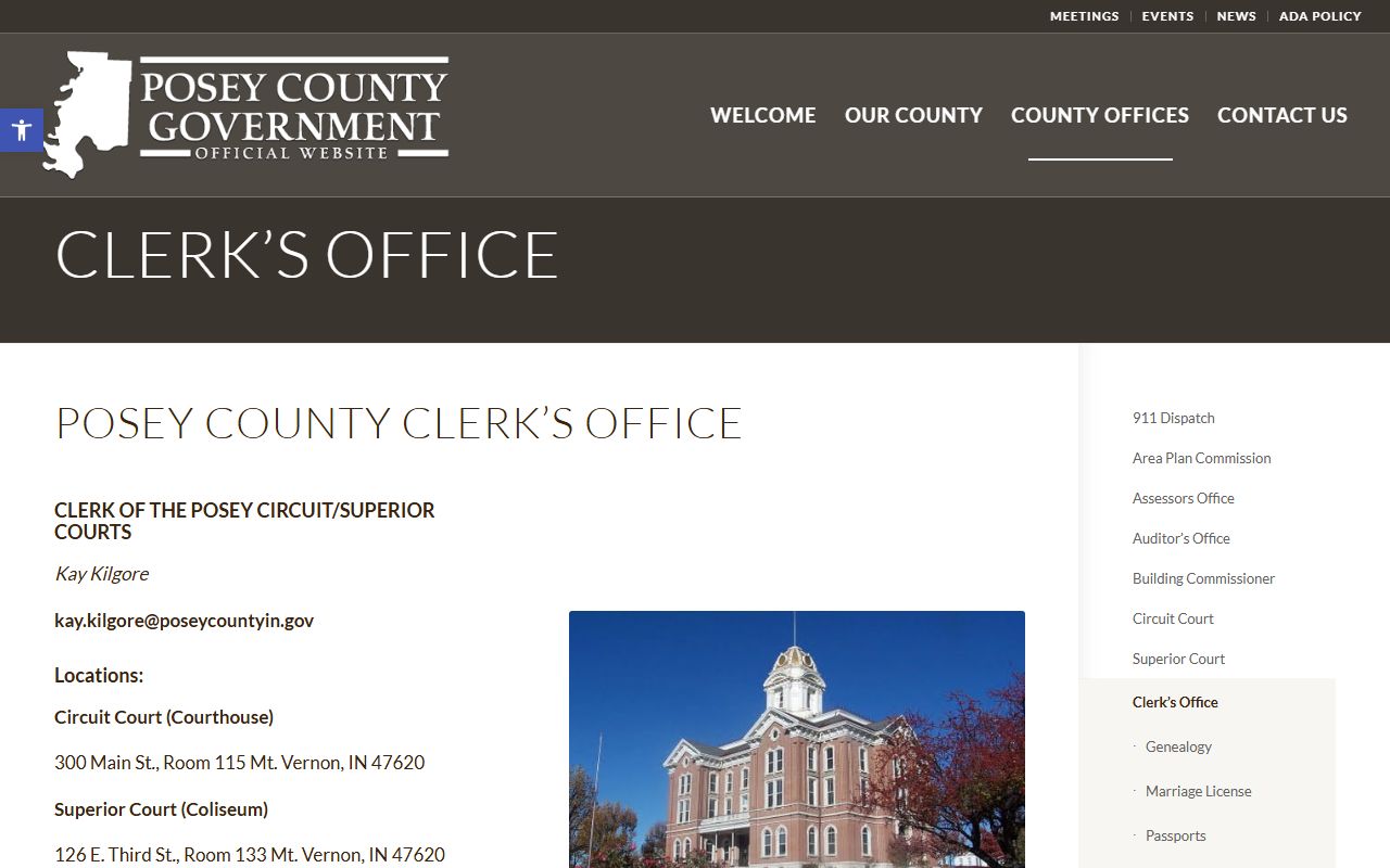 Posey County Traffic Court Records - Clerk's Office Page